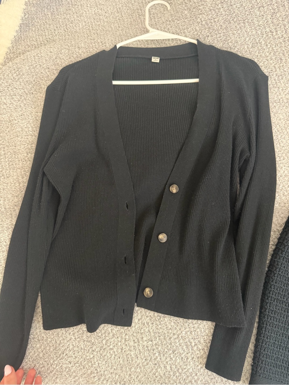 Uniqlo Black Ribbed Button-Front Women’s Cardigan